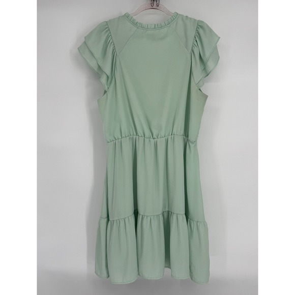 Banana Republic Mint Green Flutter Sleeve Tiered Mini Dress Womens XL - Picture 4 of 8